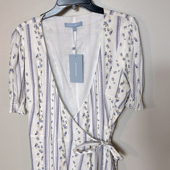 NWT Antonio Melani Cleo wallpaper floral linen blend wrap dress, 8 - Picture 5 of 11